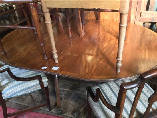 Regency style mahogany two-pillar dining table